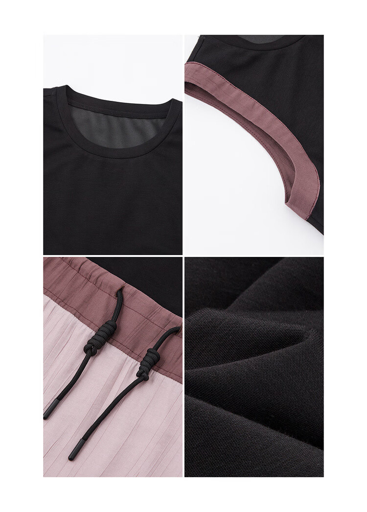 MT Relax Trio Summer Urban Colorblock Drawstring Crew Neck Sleeveless T-Shirt Style Long Dress for Women 13