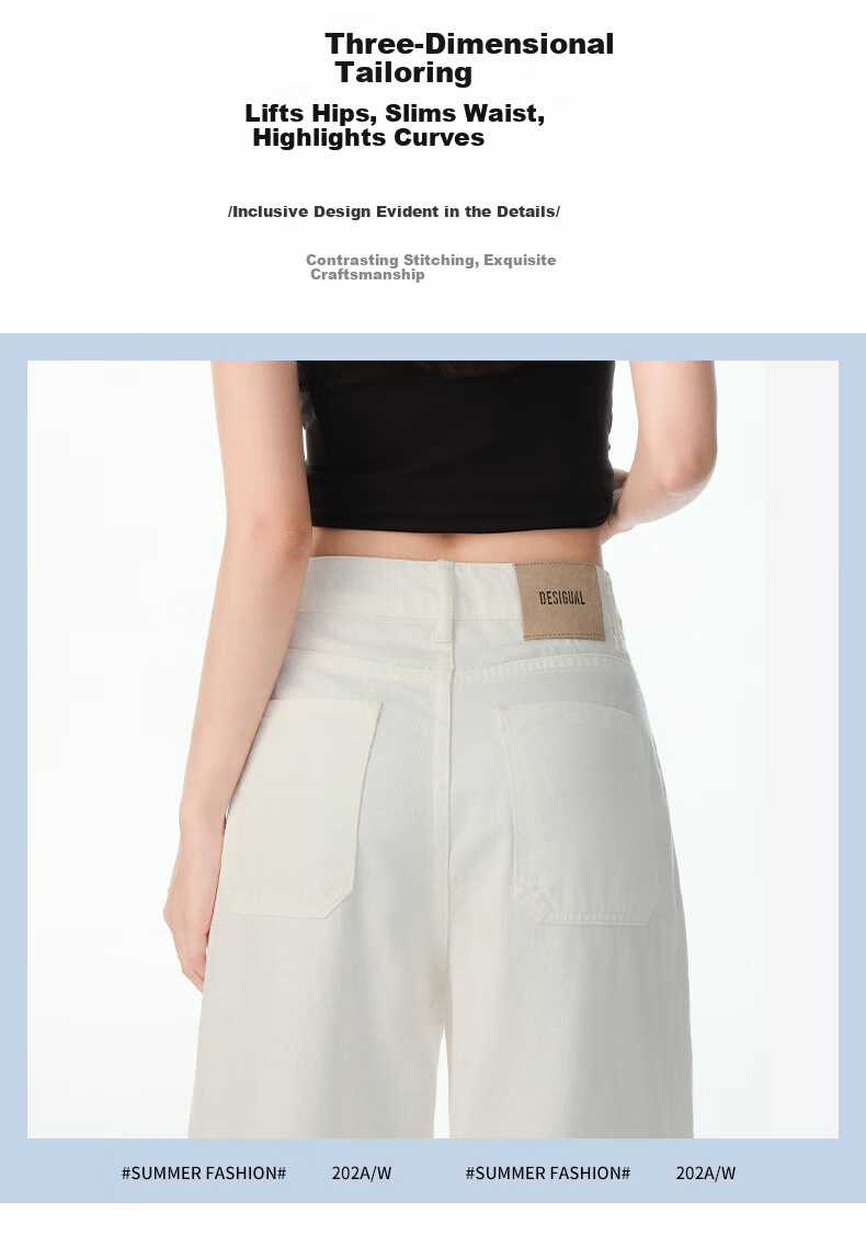 Boruilai Lyocell Tencel Wide-Leg Jeans for Women Spring Summer White Pants 2026 New High-Waist Straight-Leg Trousers 4