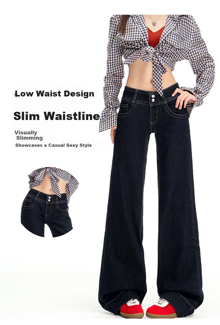 Freedom Style Tencel Slim Flared Jeans for Women 2026 Spring New Low Waist Slim Fit Draped Flared Pants 7