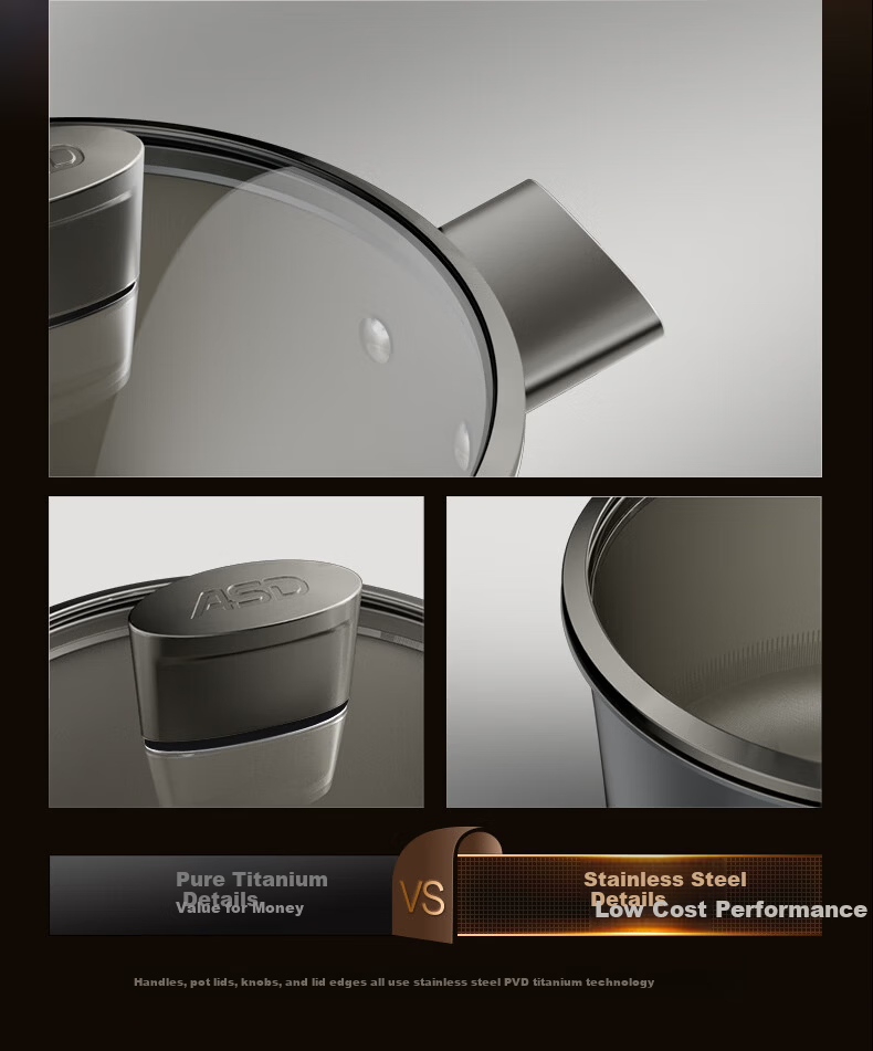 ASD Pure Titanium Non-Stick Soup Pot No Coating Steamer Multi-Function Thickened Stew Pot 22cm Household Noodle and Baby Food Cooker Z6Q 10