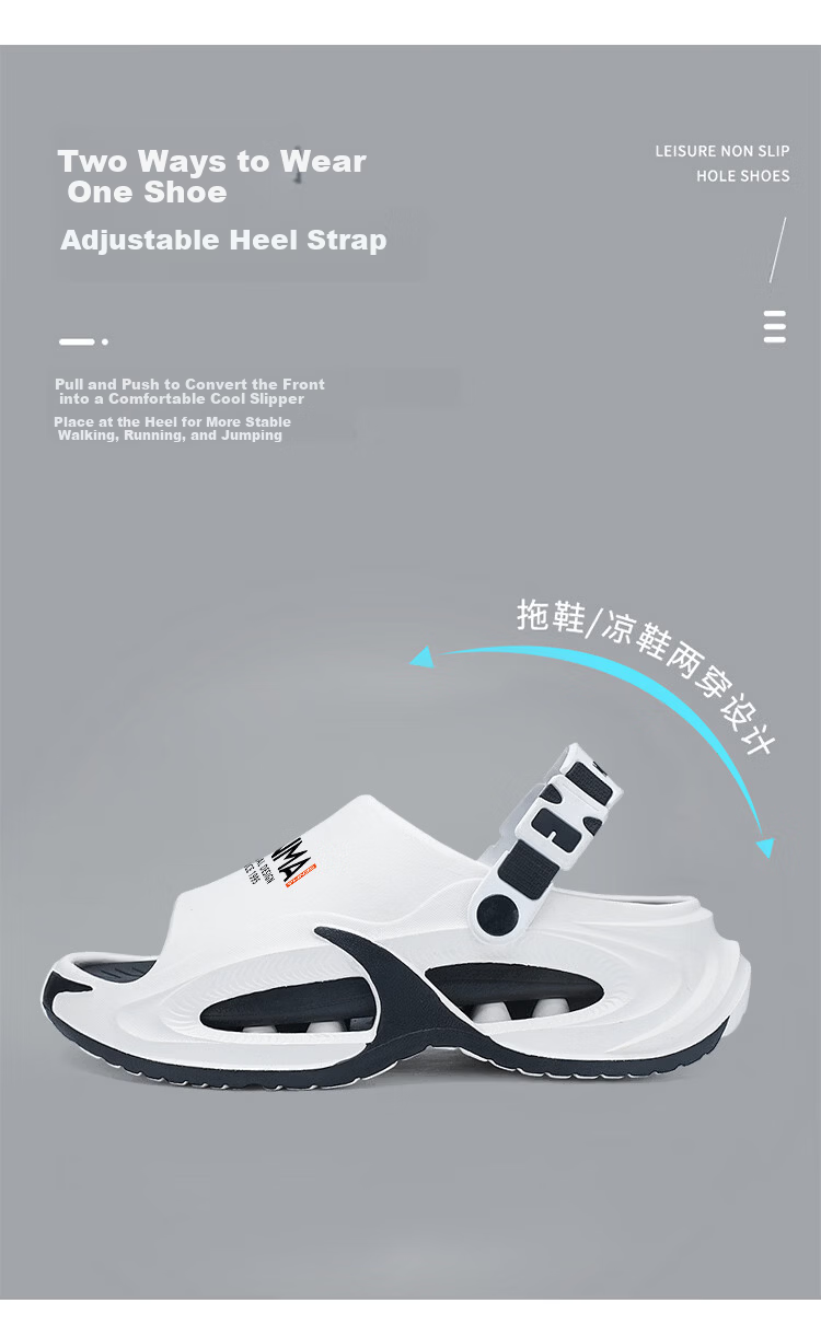 Senma Men's Summer Slippers Outdoor Non-Slip Thick Sole Large Size Beach Sandals White 38-39 7