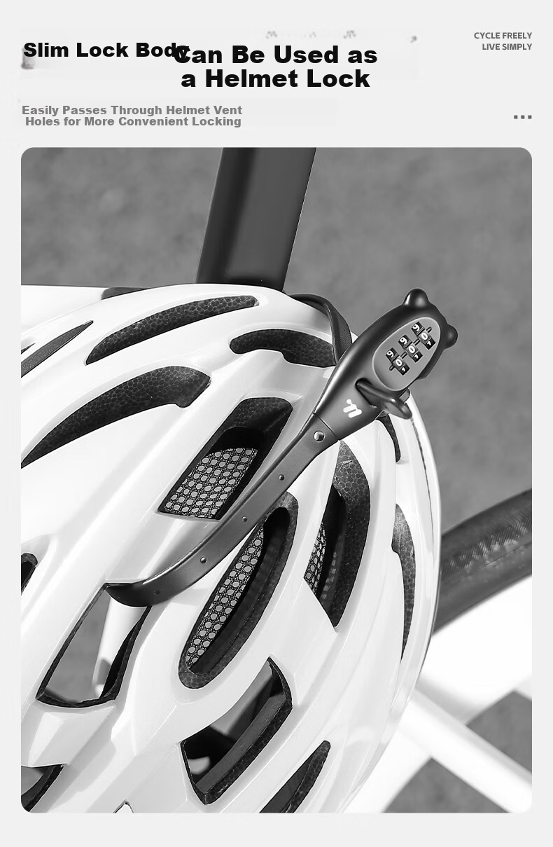 Xiqizhe Bicycle Cable Lock Motorcycle Helmet Lock Electric Vehicle Password Anti-theft Portable Steel Wire Lock 6