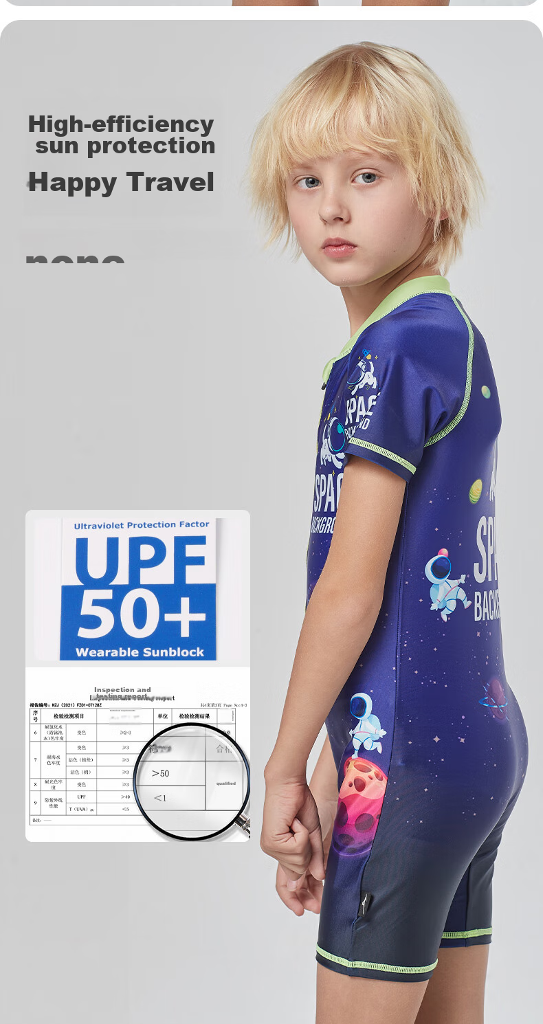 MIZUNO Kids Boys One-Piece Short Sleeve Surfing Swimsuit Student Training Quick-Dry Hot Spring Swimwear A1405 Planet 150 4