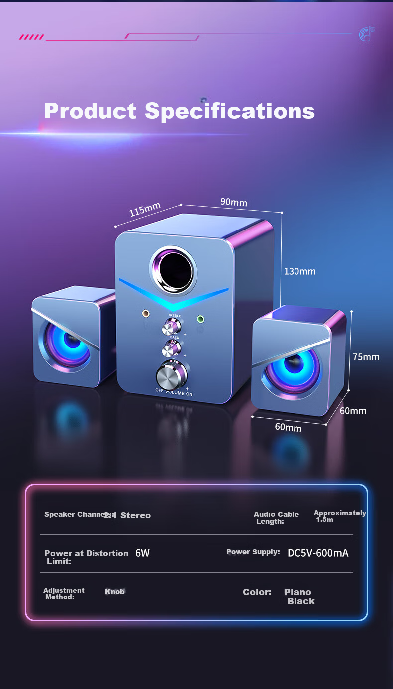 SADA D-221 Desktop Microphone Speaker USB Wired Multimedia Subwoofer with Headset for PC Laptop Home Use 8