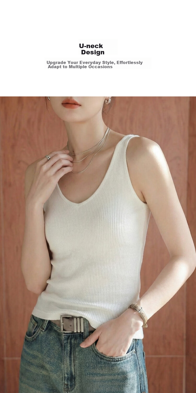 Demana [Cool Breeze Casual] Spring Minimalist U-Neck Sleeveless Stretchy Slimming Tank Top T-Shirt for Women Premium Feel 3