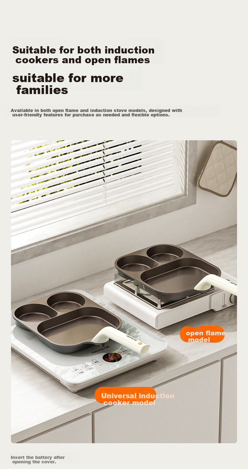 Joyoung 23cm Titanium Non-Stick 3-in-1 Multifunctional Breakfast Pan for Stove Use 5