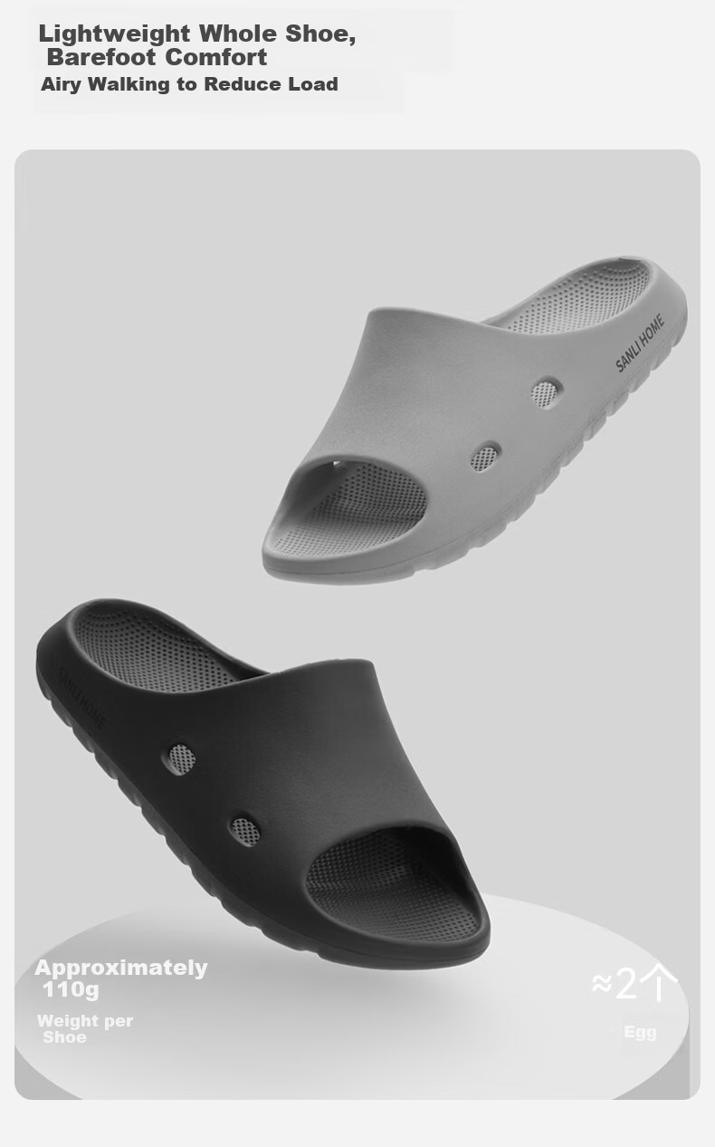 Sanli Kongqing Lianlu Slippers, 2026 New Style, Women's Bathroom Home Indoor All-Season EVA Slippers for Men, Gray, Size 42-43 2