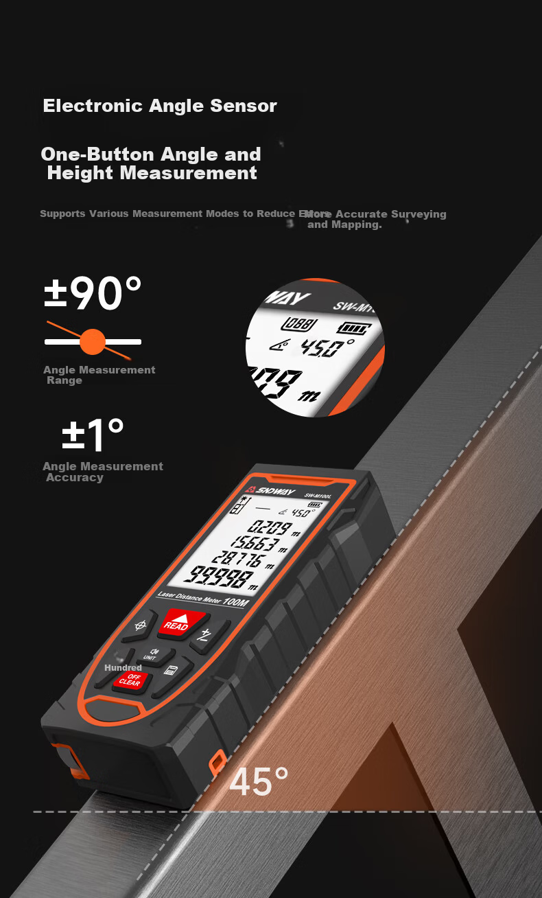 Shendawei Laser Distance Meter High-Precision Infrared Cross Line Level Electronic Measuring Ruler Room Measurement Instrument SW-M50L 9