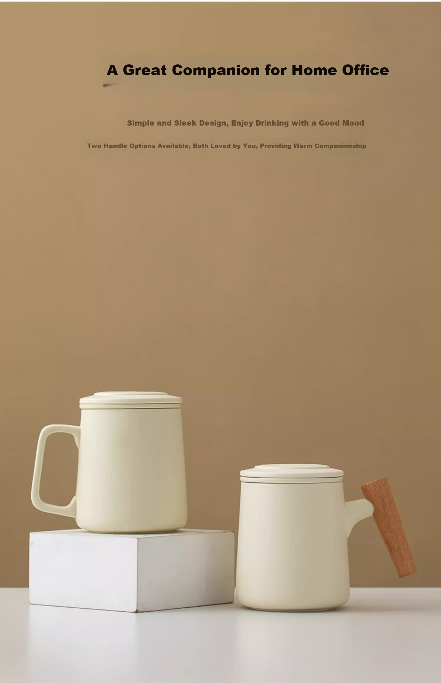 PINYU Mutton Fat Jade Tea Cup with Lid Ceramic Mug for Home Office High-End Tea Set White 370ml 4