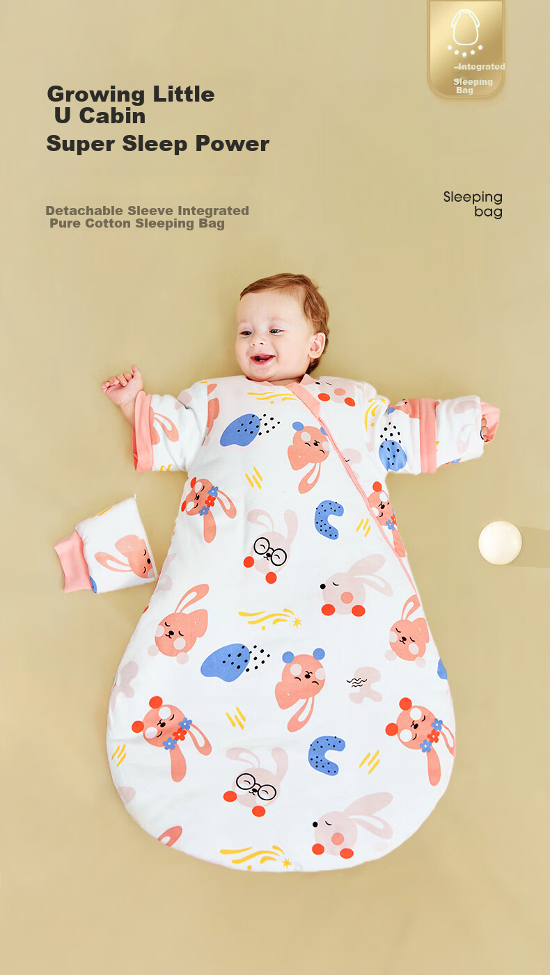 Dr. Rainbow Baby Sleeping Bag Summer Air-Conditioned Room Infant Sleep Sack Newborn Toddler One-Piece Anti-Kick Quilt Breathable Gauze Pink 1
