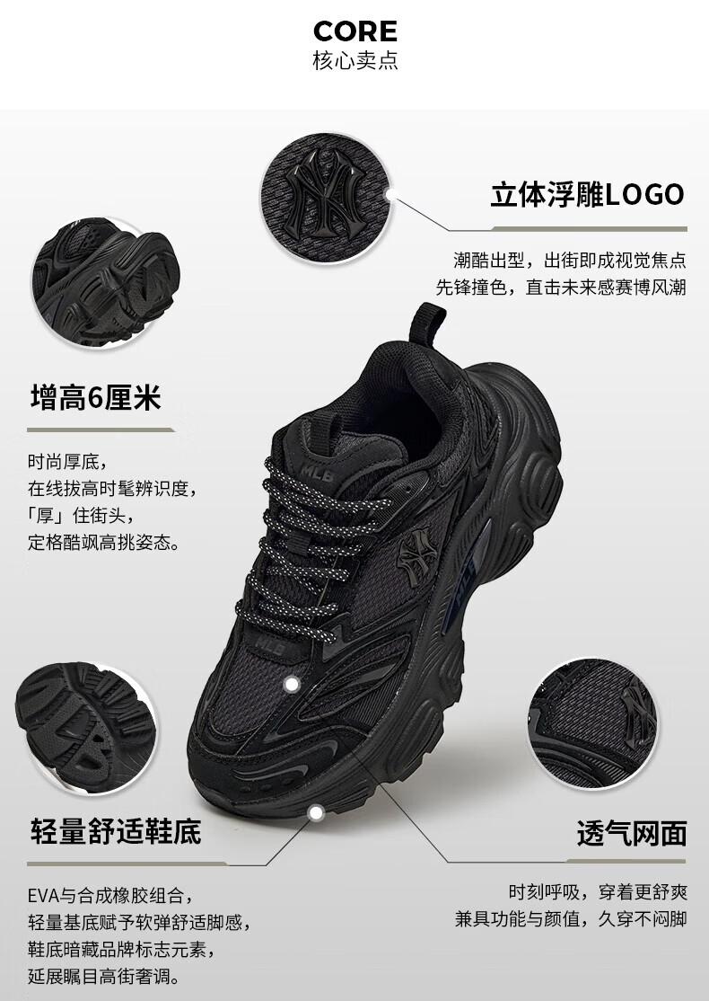 MLB Unisex Wang Sulong Cyber Dad Shoes 26 Spring New 3ASHWC46N-50SIS-245 5