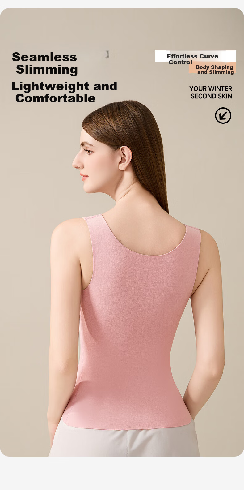 Urban Beauty Women's Thermal Fleece-Lined Thickened Heating Autumn Winter Vest with Built-in Bra U-Neck Base Layer Top 11