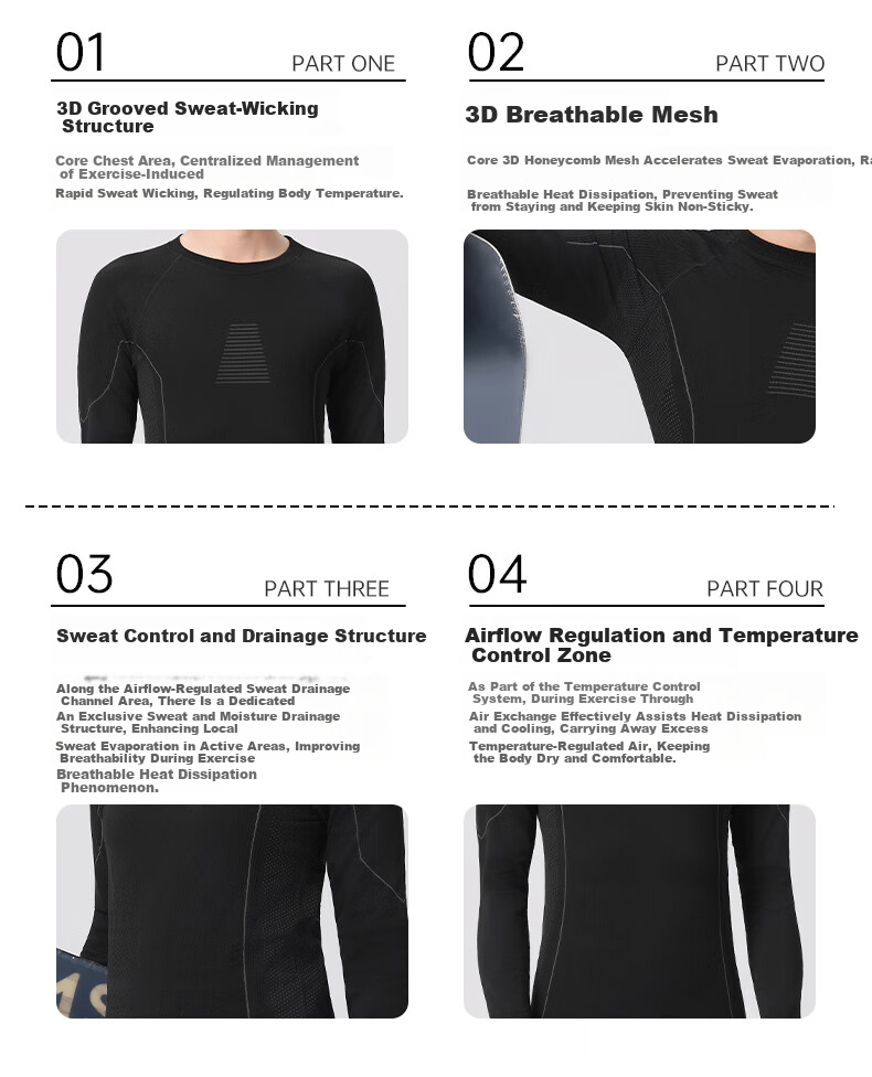 LangSha Ski Quick-Dry Thermal Underwear Set Unisex Functional Antibacterial Breathable Moisture-Wicking Autumn Top and Bottom Set 10A 7