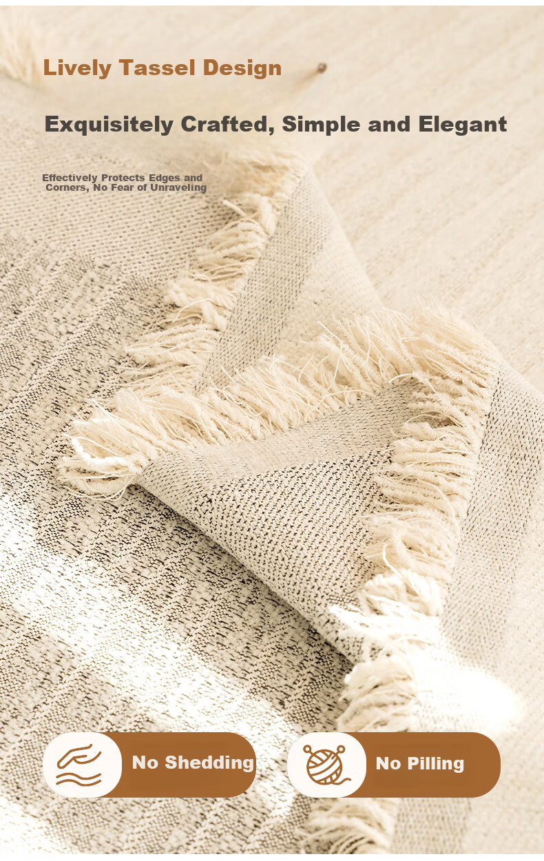 MUJI Premium Sofa Cover All-Season Sofa Throw Full Cover Blanket Cream White 180x380cm 14