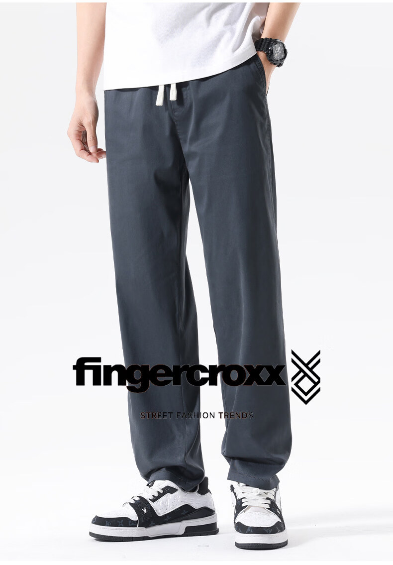 Fingercroxx IT American Vintage Casual Men's Summer Lightweight Lyocell Simple Loose Pants Modern Gray 29 3