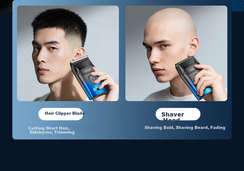 Qiman Whitening Hair Clipper Bald Head Shaving Device Electric Hair Trimmer Razor Reciprocating Shaver Self-Service Barber Shop Salon Professional Oil Head Fade Electric Hair Clipper QM6500 Gradient B 14