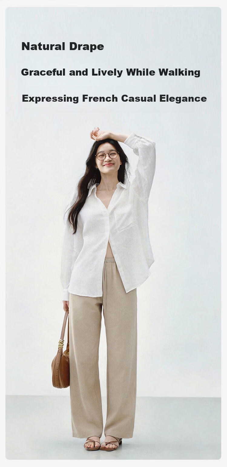 JD Jingzao 100% Linen Vintage Style Casual Pants for Women 2026 Spring Slim Fit Linen Color S 9