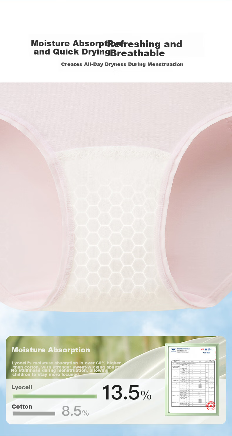 Like UU Girls' Developmental Safety Underwear Moisture-Wicking Antibacterial 5A Period Leak-Proof Comfort Panties 7