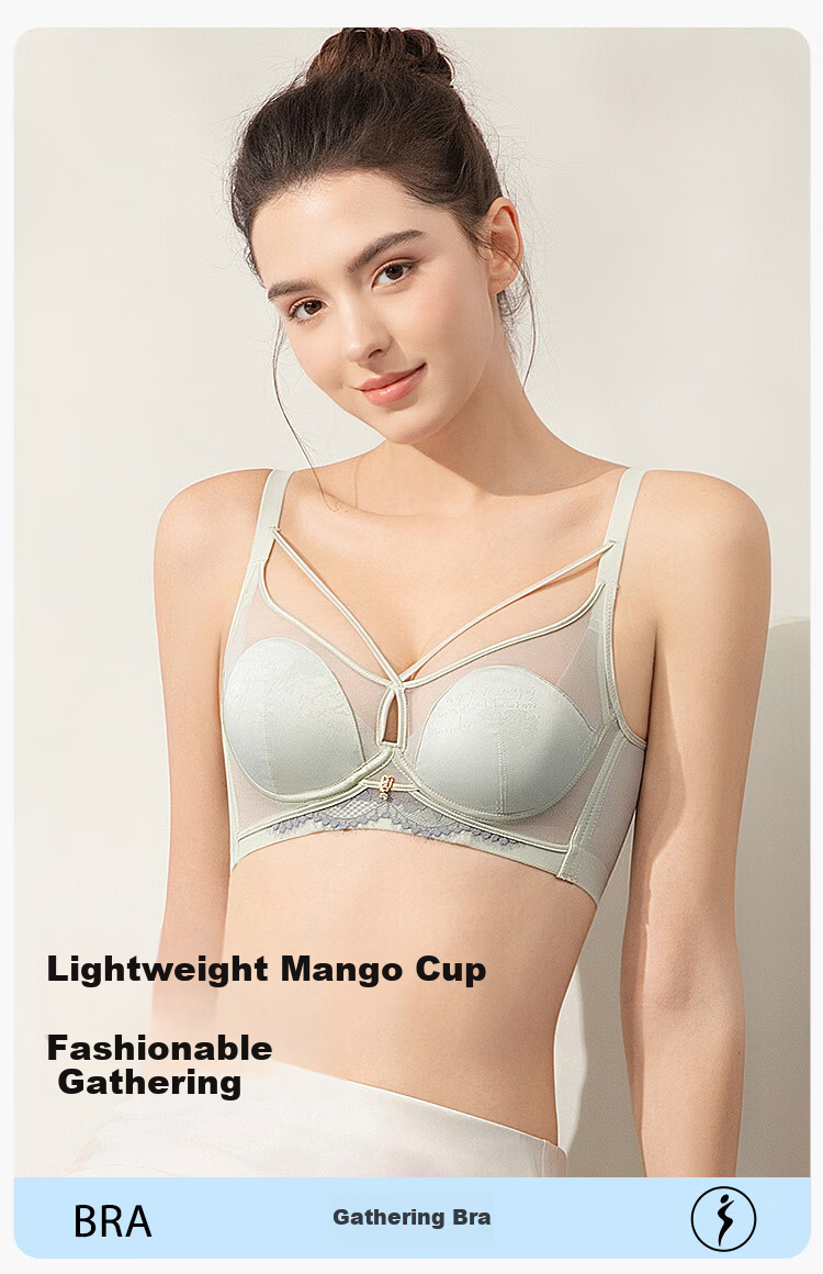 Ordifen Women's Breathable Deep V Small Bust Mango Cup Soft Underwire Push-Up Side Support Bra XBHA18 16