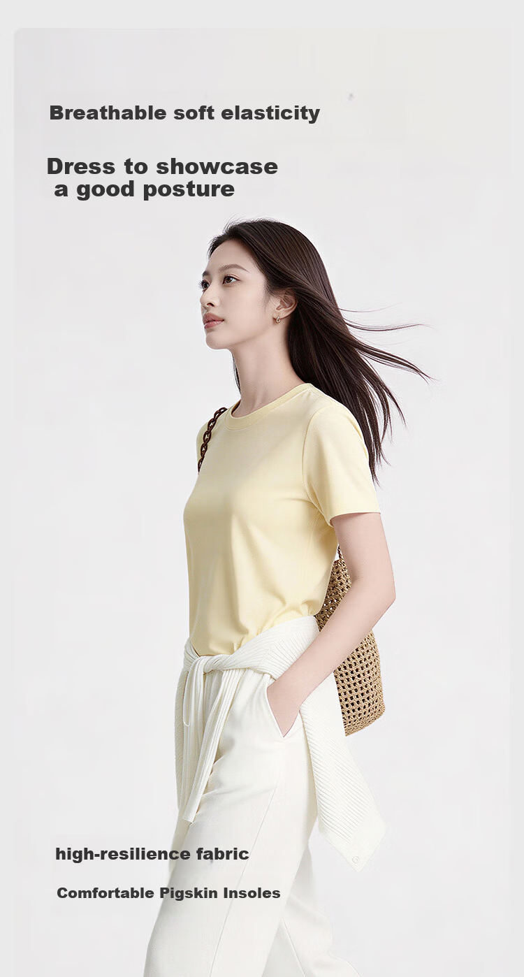 JD Jingzao Women's Short Sleeve Crew Neck T-Shirt 26 Spring New Trend Xinjiang Cotton Base Shirt Black S 7