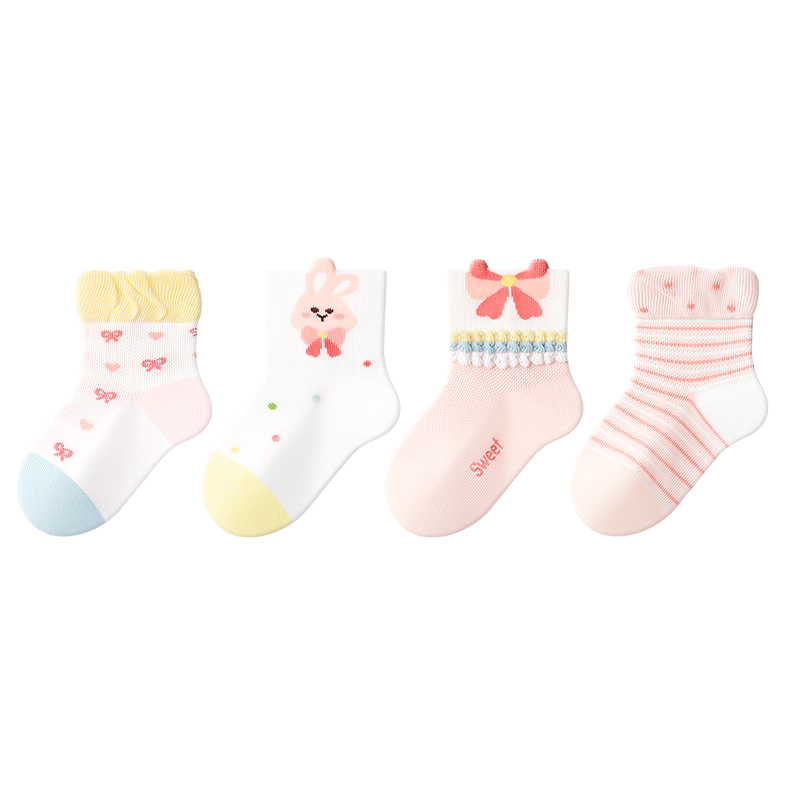 Baby Socks Spring Summer Thin Pure Cotton A-Class Breathable Mesh Princess Girls Seamless Mid-Calf Newborn Infant Socks