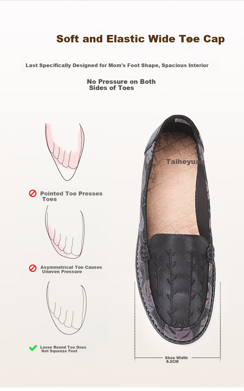 Taiheyuan Spring and Autumn Soft Sole Comfortable Breathable Lightweight Non-Slip Soft Sole Elderly Slip-On Loafers for Older Women 5