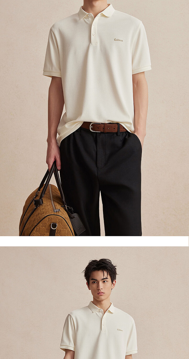 CABBEEN Pik Da Zhu Di Men's Polo Shirt Honeycomb Texture Crisp Shape 2026 Summer Short Sleeve Breathable Polo Shirt 10