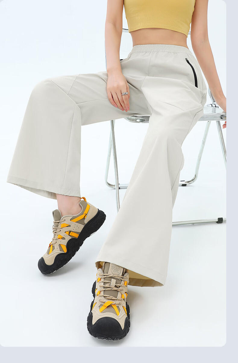 Langsha Paratrooper Work Pants Women Spring Summer High Waist Slight Flare Straight Leg Stretch Water-Repellent Casual Flared Hiking Trousers 19