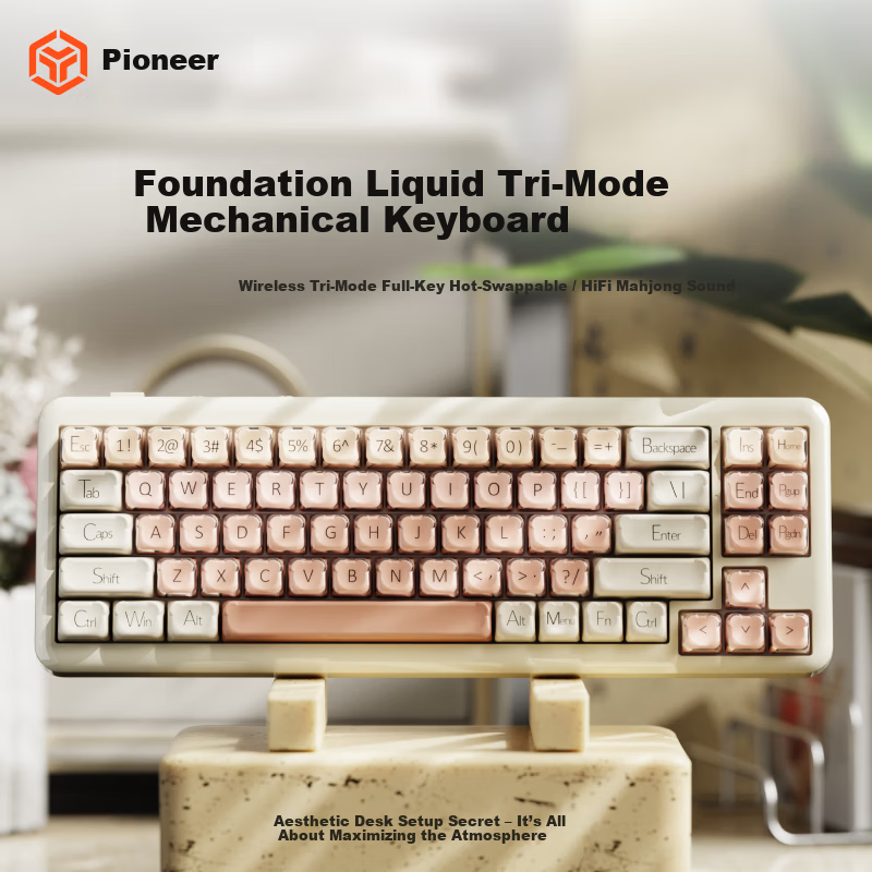 EWEADN M71 Foundation Liquid Wireless Mechanical Keyboard Wired Bluetooth Tri-mode MUSE Goddess Custom Mahjong Soundproof Full Configuration 71-Key Office Gaming Esports PC Tablet