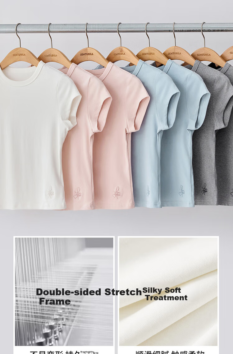 Sentubila Minimalist Commuter Short Sleeve T-Shirt Women Spring Slim Fit Knit Shirt Crop Top Dark Heather Gray XL 12