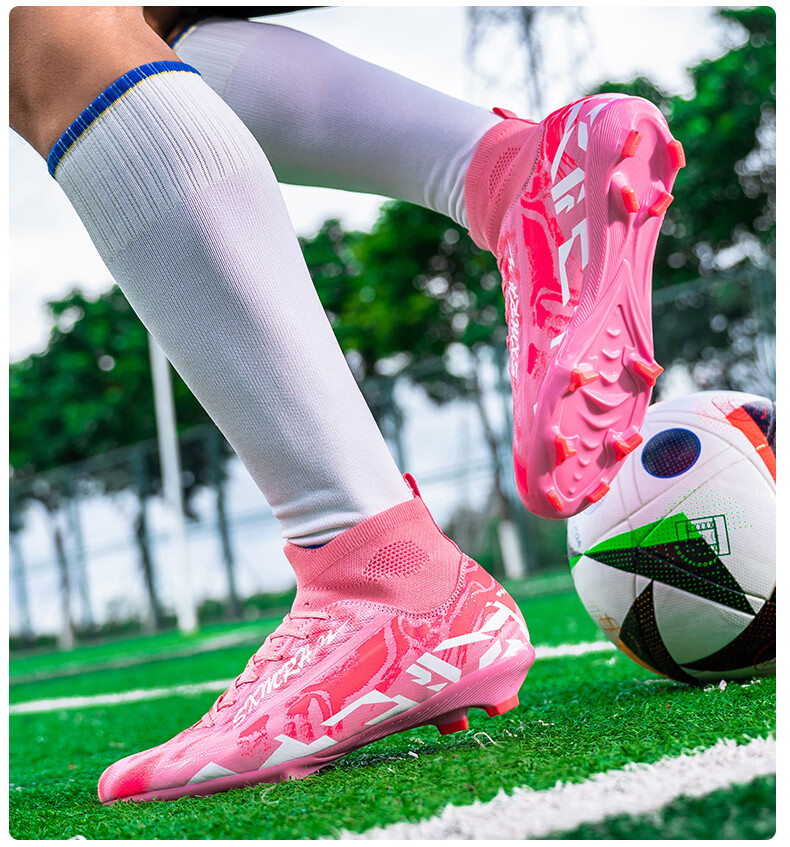 Shuangxing Men's FG Soccer Shoes Long Studs Adult Youth Kids Professional Training Cleats White Size 37 22