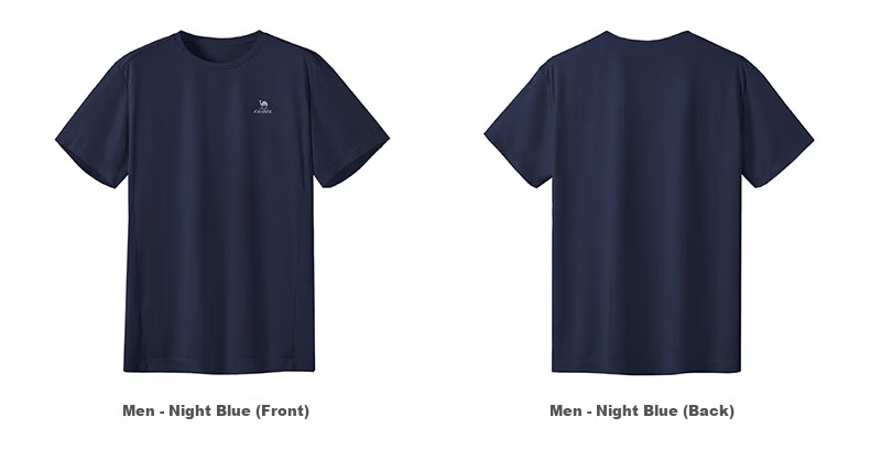 CAMEL Quick-Dry Running Sports T-Shirt Men Breathable Crew Neck Short Sleeve Top C16BAVL6077 Night Blue XL 18