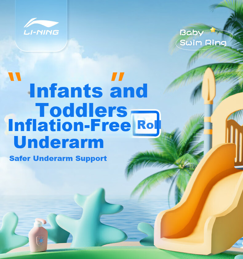 Li-Ning Inflatable-Free Baby Swimming Ring Underarm Float for 2-Year-Olds Infant Bath Seat Ring 1