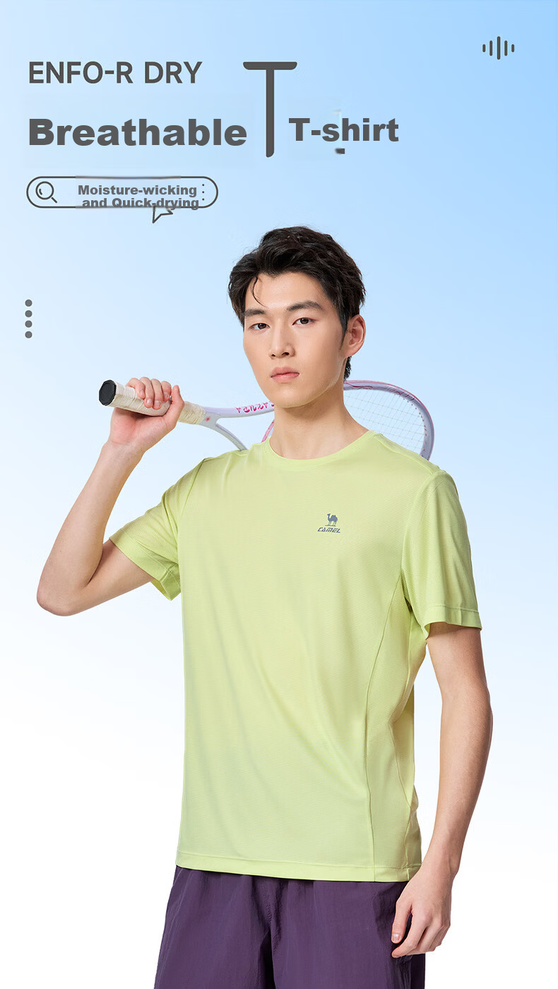 CAMEL Quick-Dry Running Sports T-Shirt Men Breathable Crew Neck Short Sleeve Top C16BAVL6077 Night Blue XL 7