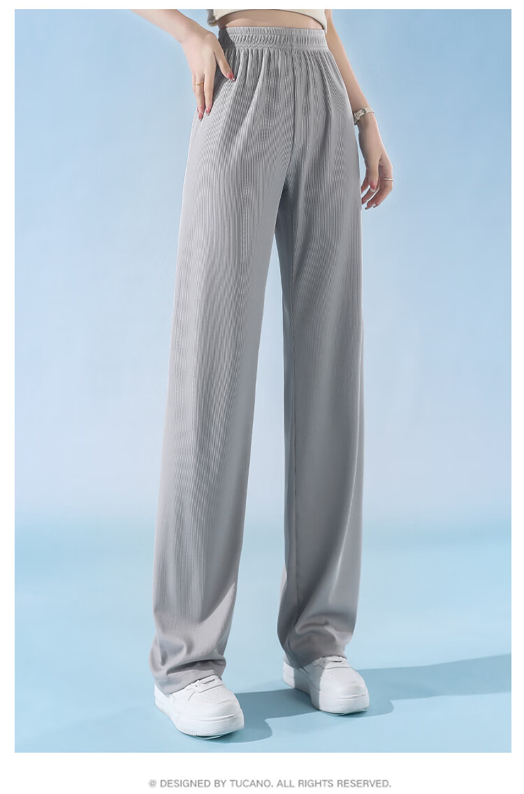 TUCANO Women's Casual Ice Cool Quick-Dry Lightweight Breathable High-Waist Slimming Straight-Leg Pants Blue L 8