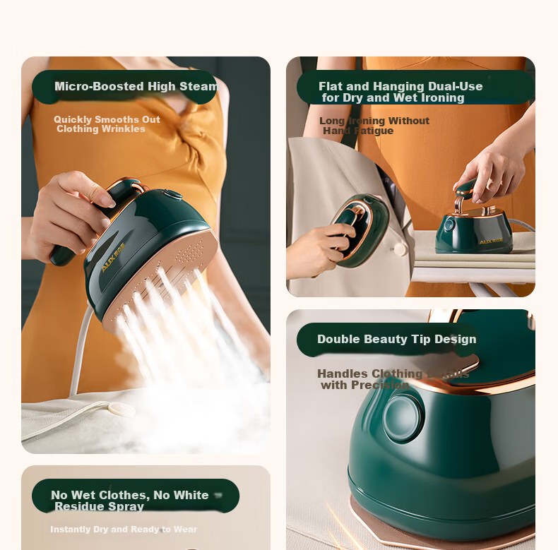AUX Handheld Garment Steamer Home Small Ironing Machine Steam Iron Portable Dormitory Clothes Steamer ADY-22A298A Cream White Upgraded Version (Ceramic Glazed Plate) 2