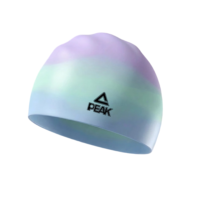 PEAK Adult Silicone Swim Cap, Waterproof, Ammonia-Resistant, Highly Elastic, Comfortable, Non-Constricting Swimming Cap, Purple And Blue