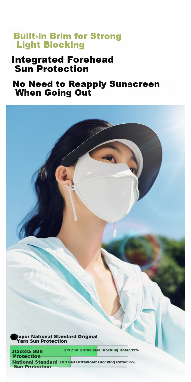 Beneunder Black Vinyl Full Face Sun Protection Mask UV Protection Face Bikini Integrated Sunshade Gray 3