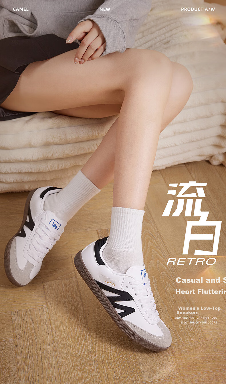 CAMEL Training Shoes Lightweight Sole Men's Casual Sports Shoes K15B09L7069 Ivory White/Black Size 43 1
