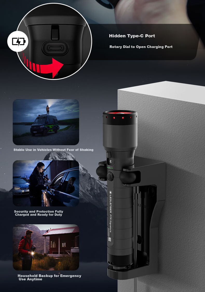 LED LENSER P7R SIG Waterproof Zoomable High Brightness Long Battery Life Outdoor Flashlight with Type-C Charging Port 10