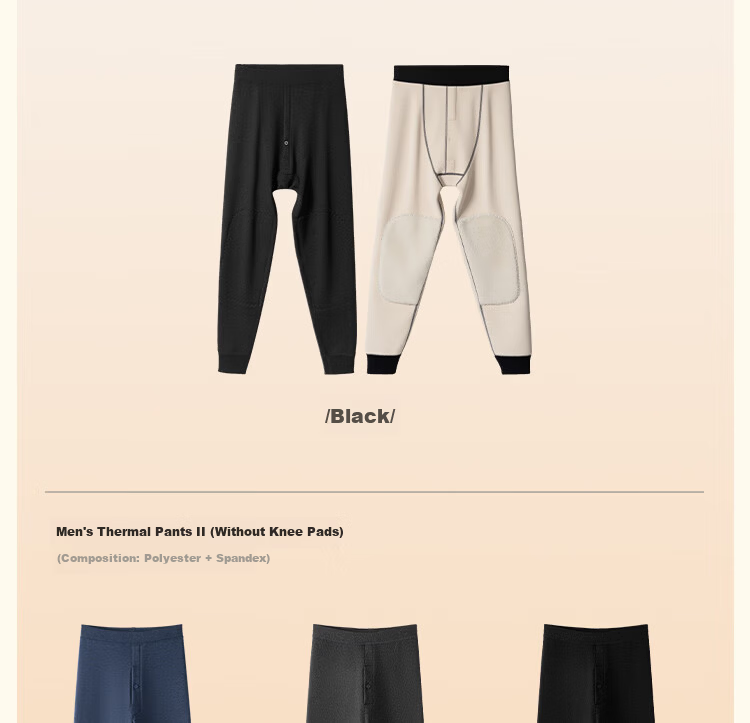 MiiOW Men's Thermal Underwear, Fleece-Lined Warm Long Johns, Cold-Resistant Pants for Autumn And Winter, Base Layer Leggings, Single Pants, Lining Pants 22