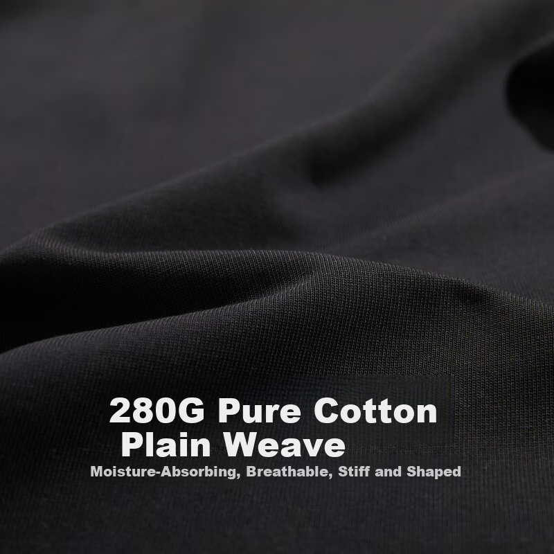CABBEEN 280G Cotton Plain Weave Camouflage Patchwork Collar Men's Embroidered Long Sleeve Polo Shirt Coal Black