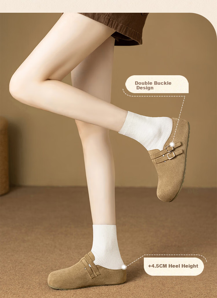 ZHR Cork Birkenstock Style Half Slippers Women Vintage Slip-On Platform Thick Sole Shoes JT215 Camel Size 38 6