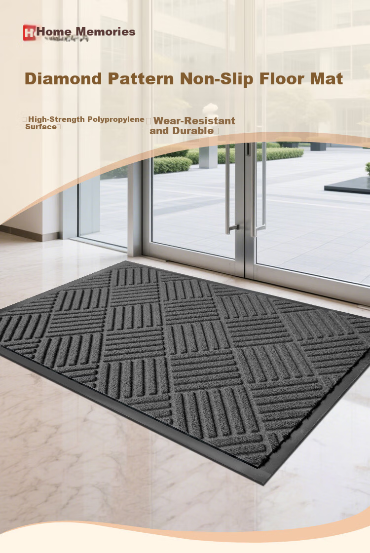 Jushiyi Entrance Door Mat, Hotel Villa Non-Slip Floor Mat, Low Maintenance, Dirt-Resistant Doormat, 60*90cm, Meteor Pattern, Gray 1