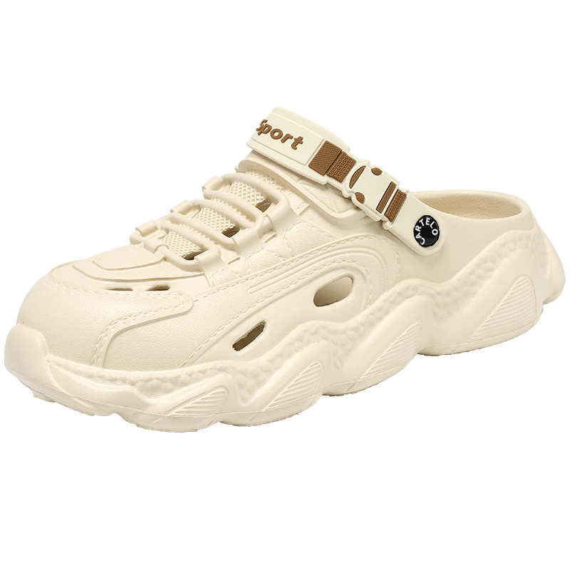 CARTELO Men's Sandals, Summer Outdoor Wear, Perforated Shoes, Closed-Toe Slippers, Soft-Soled Beach Shoes with Squishy Feel for Seaside Use