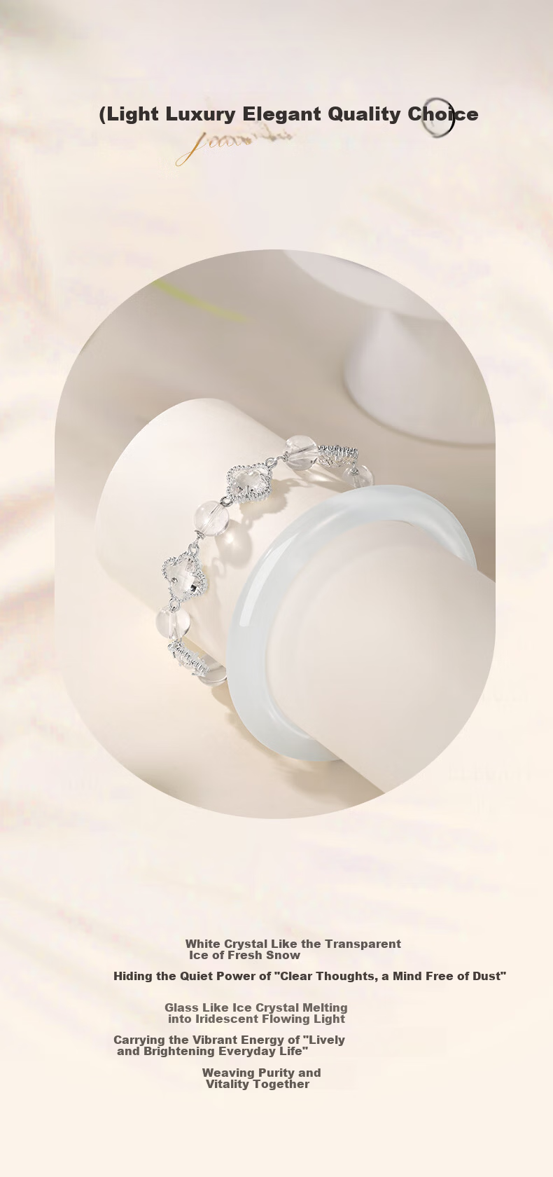 Jinliufu Lucky Four-Leaf Clover Crystal Bracelet Women's Bangle Chinese National Trend Cat's Eye Glass Set Birthday Gift for Girlfriend 9