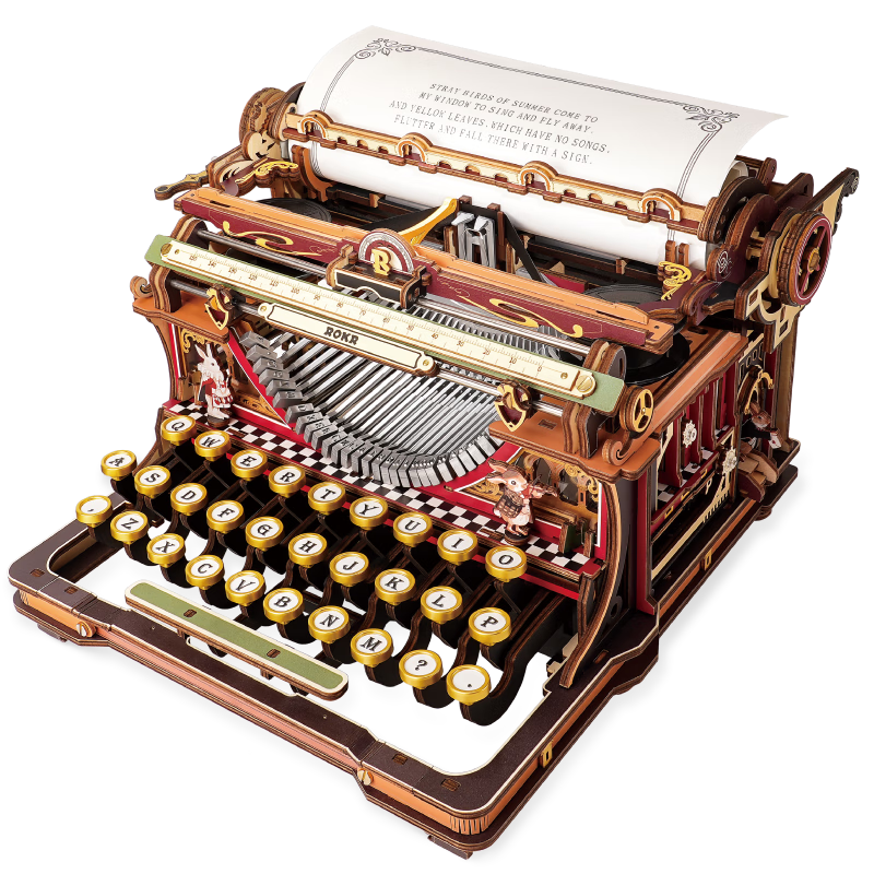 Ruotai Ruoke Typewriter Fairy Tale Edition Building Blocks Children's Toy Puzzle DIY Hand Assembly Model Birthday Gift for Girls