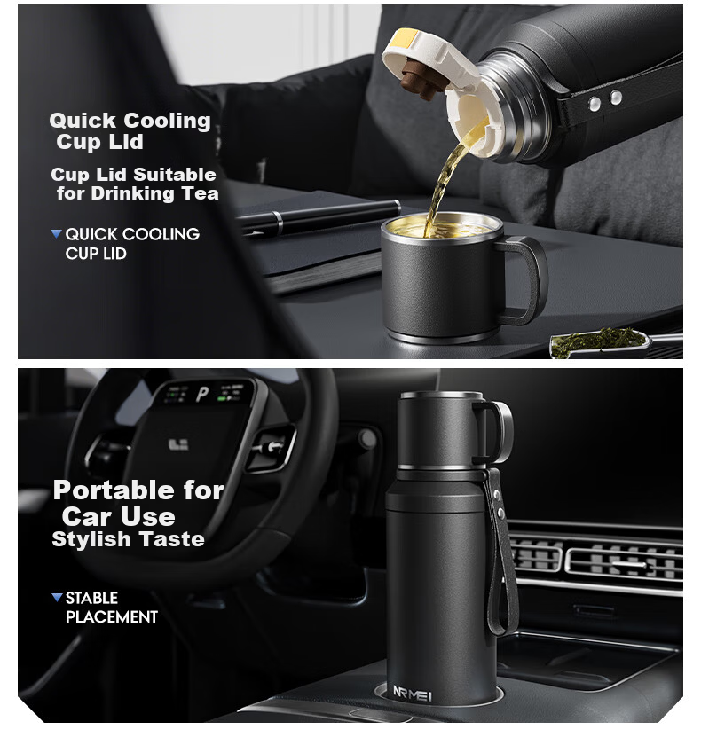 NRMEi Insulated Large Capacity Men's Tea Separation 316 Stainless Steel Portable Men's Steeping Tea Water Bottle Cup 3
