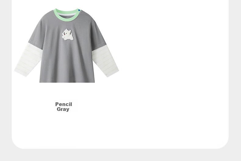 Babycare x West Highland Collaboration Spring Summer Kids Round Neck Long Sleeve T-Shirt Casual Top Lemongrass 80 12