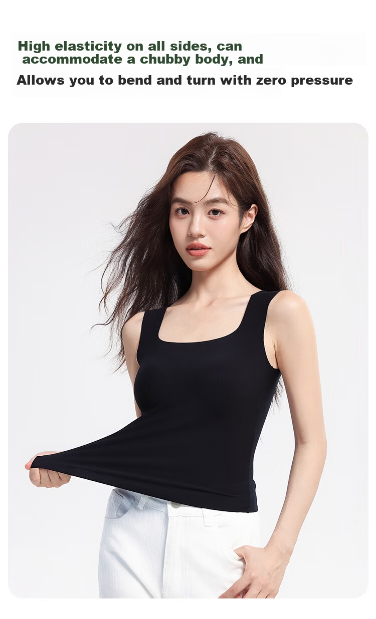 MiiOW Modal Ice Silk Women's Camisole Tank Top with Built-In Bra Pads, Wide Straps, Lingerie Undershirt, Misty Blue, Size M 7
